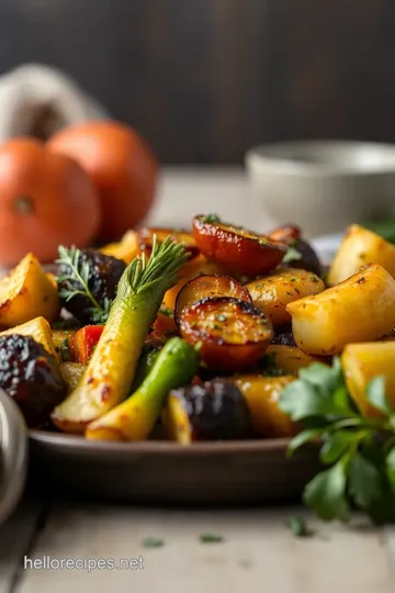 Roasted Garlic Herb Potatoes Carrots & Zucchini presentation