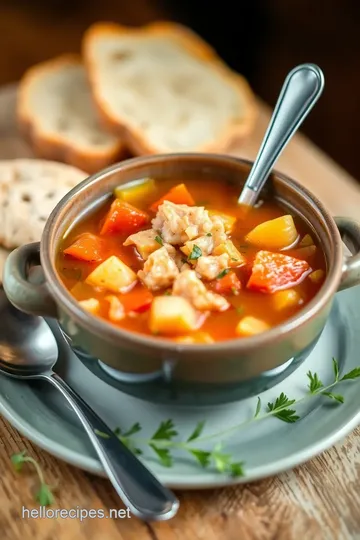 My Grandmother s Simmered Turkey Soup with Savory Veggies presentation