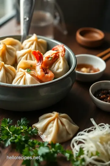 Steamed Chicken & Prawn Dumplings presentation