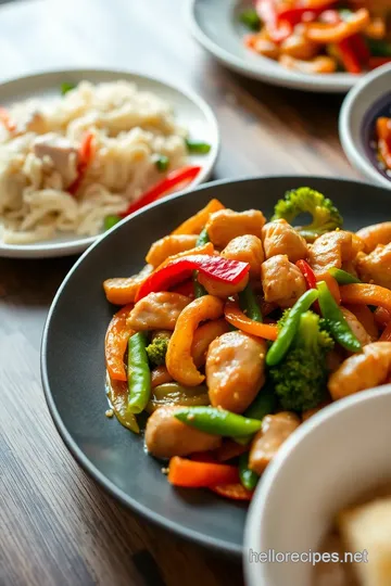 Stir-Fried Chicken with Colorful Veggies presentation