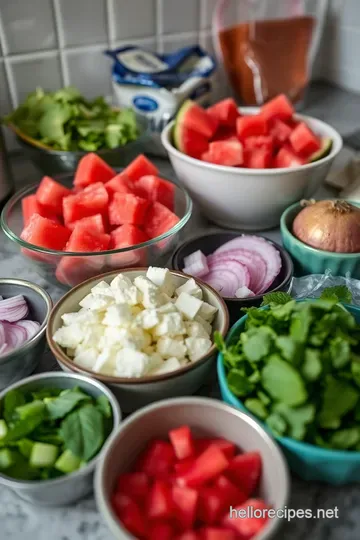 Watermelon and Feta Cheese Salad with Mint ingredients