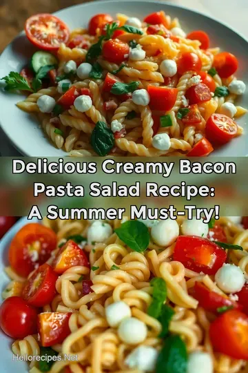 Delicious Creamy Bacon Pasta Salad Recipe: A Summer Must-Try! : PIN FOR LATER Delicious Creamy Bacon Pasta Salad Recipe: A Summer Must-Try!