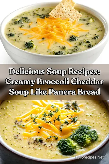 Delicious Soup Recipes: Creamy Broccoli Cheddar Soup Like Panera Bread : PIN FOR LATER Delicious Soup Recipes: Creamy Broccoli Cheddar Soup Like Panera Bread