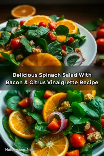 Delicious Spinach Salad with Bacon & Citrus Vinaigrette Recipe : PIN FOR LATER Delicious Spinach Salad with Bacon & Citrus Vinaigrette Recipe