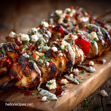 4th of July Recipes: Smoky Chicken Kebabs with Cool Feta Drizzle Recipe Card