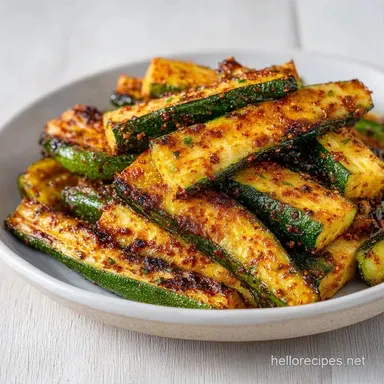 Air Fryer Roasted Zucchini in 15 Minutes Recipe Card