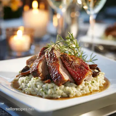Al Fresco Fall Candlelight Dinner: Pan-Seared Duck with Cider Risotto Recipe Card