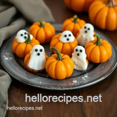 How to Assemble Mini Orange Pumpkins & Ghost Treats: A Fun Halloween Delight! Recipe Card