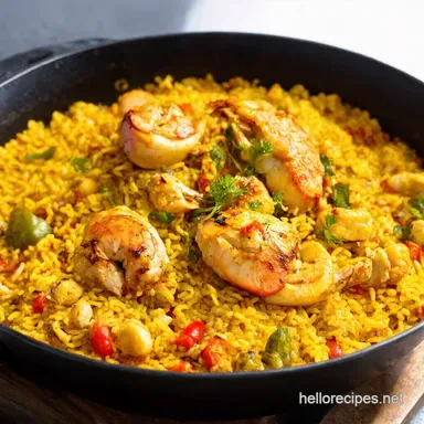 Authentic Spanish Paella Recipe Seafood Chicken Fiesta