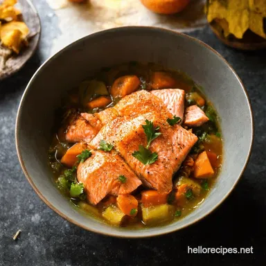 Autumn Salmon Bowl Healthy Mediterranean Meal for You Recipe Card