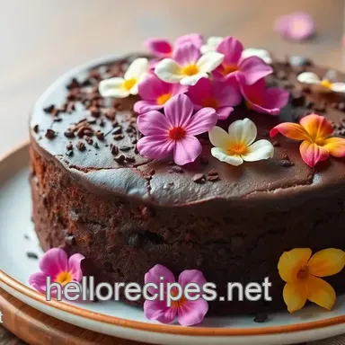Indulge in My Elegant Chocolate Cake Adorned with Edible Flowers