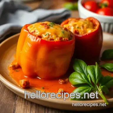 Ultimate Bake Stuffed Peppers: Cheesy & Delicious Comfort Food Recipe Card