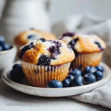 Blueberry Muffins in 45 Minutes with Bakery Style Crumb Topping Recipe Card