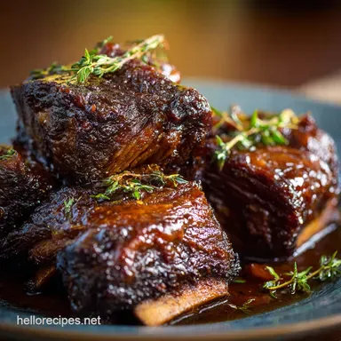 Slow Cooked Oven Baked BBQ Short Ribs: Melt-in-Your-Mouth Recipe Recipe Card