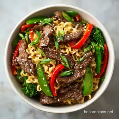 Beef Ramen Noodles Stir Fry for 4 Servings Recipe Card