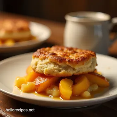 The Best Homemade Peach Cobbler Recipe with Flaky Biscuit Topping Recipe Card