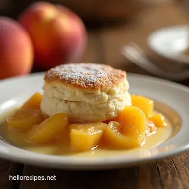 The Best Homemade Peach Cobbler with Flaky Biscuit Topping Recipe Card