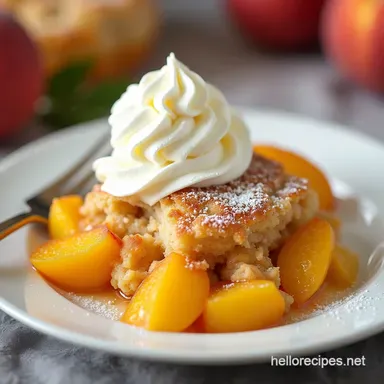 The Best Homemade Peach Cobbler with Flaky Biscuit Topping