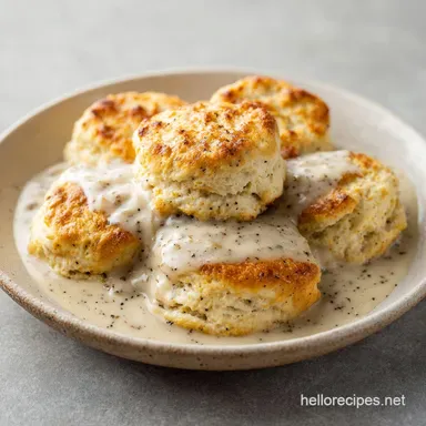 Biscuits and Gravy Pot Pie: 45 Min Recipe Card