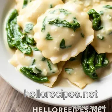 How to Make Delicious Boil Spinach Ravioli with Creamy Sauce Recipe Card