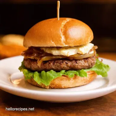 Gourmet Burger Ideas Brie Caramelized Onion Bliss Recipe Card