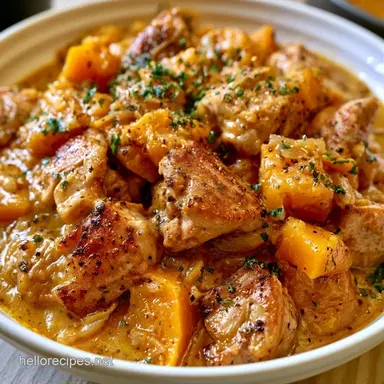 Chicken Stew with Butternut Squash: Creamy Recipe Card