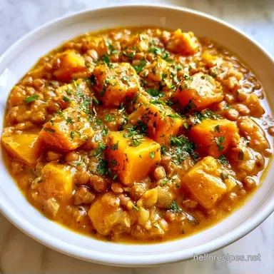 Butternut Squash Lentil Stew for 6 Recipe Card