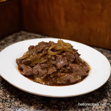 Caramelized Onion Beef Liver A My Grandmas Recipe Elevated Recipe Card