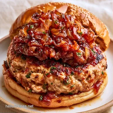 Turkey Burgers with Caramelized Onions Recipe Card