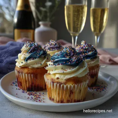 Cute New Year Desserts: Festive Champagne Cupcakes Recipe Card