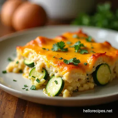 Cheesy Chicken Zucchini Casserole Easy Comfort Food Recipe Card