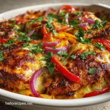 Cheesy Fajita Baked Chicken: Oven-Only Method Recipe Card