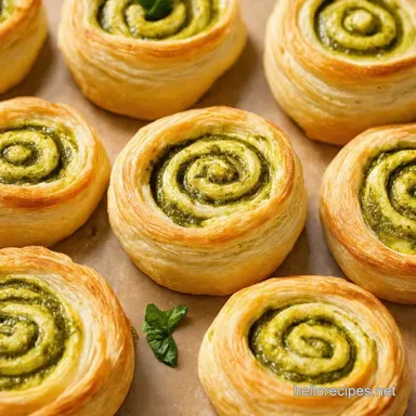Vegan Pesto Swirls Easy Puff Pastry Appetizers Recipe Card