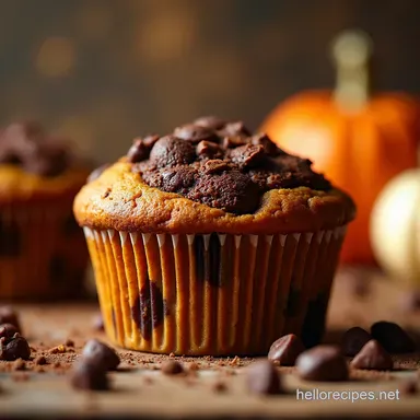 Easy Chocolate Pumpkin Muffins Recipe Moist Spiced Recipe Card