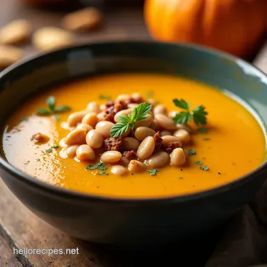 Cozy Butternut Squash White Bean Soup Autumn in a Bowl Recipe Card