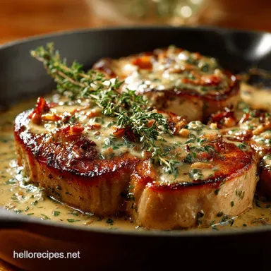 Creamy Bacon Pork Chops Recipe The Best Thyme Garlic Pan Sauce Recipe Card