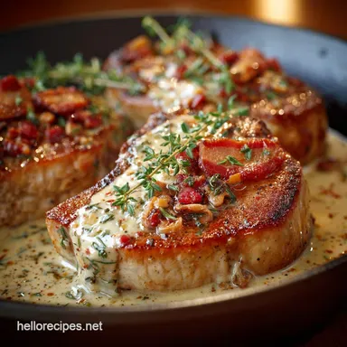 Creamy Bacon Pork Chops Recipe The Best Thyme Garlic Pan Sauce