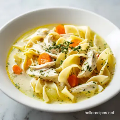 Easy Creamy Chicken Noodle Soup in 40 Min Recipe Card