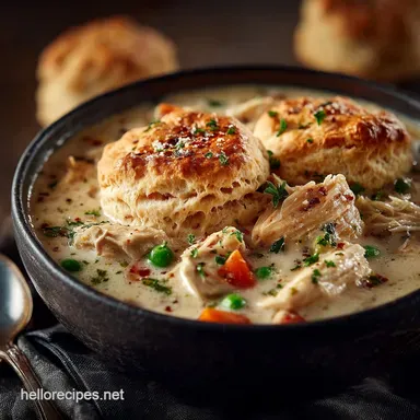 Creamy Chicken Pot Pie Soup Zero Faff Comfort with Savoury Scones Recipe Card