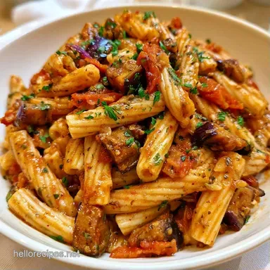 Creamy Eggplant Pasta for 4 Servings Recipe Card
