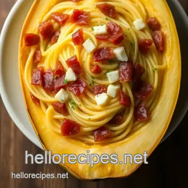 Creamy Spaghetti Squash Recipe: Garlic Parm & Prosciutto! Recipe Card