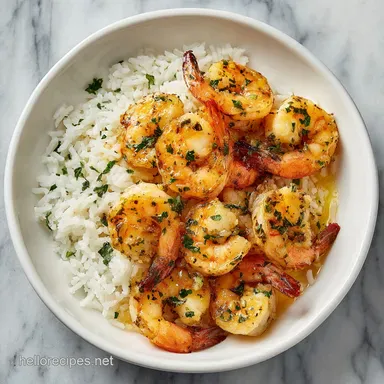 Creamy Garlic Butter Shrimp with Rice in 25 Minutes Recipe Card