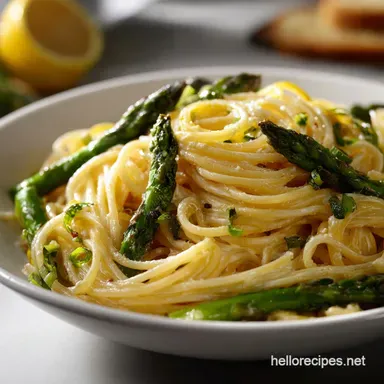 Meatless Pasta Recipes: Creamy Lemon Ricotta Asparagus Recipe Card