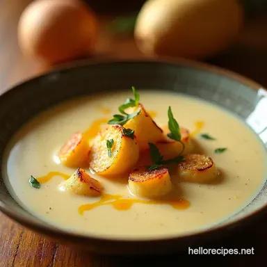 The BEST Creamy Potato Soup from The Food Charlatan Recipe Card