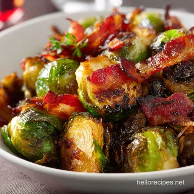 Ultimate Crispy Brussels Sprouts and Bacon with Sweet Maple Glaze Recipe Card