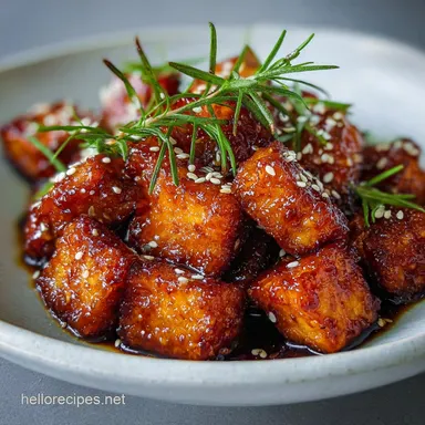 Crispy Honey Garlic Tofu Recipe for 4 Servings Recipe Card