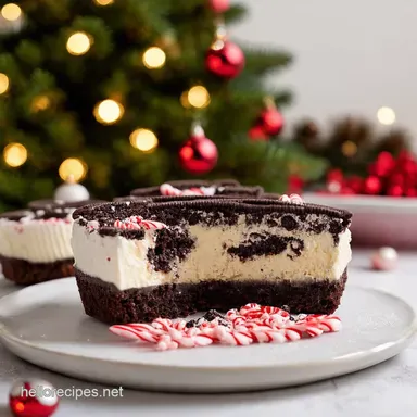 Festive Peppermint Oreo Cheesecakes for Holiday Bliss Recipe Card