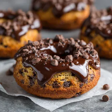 Baked Chocolate Chip Donuts with Chocolate Icing: Easy Cake Donuts Recipe Card