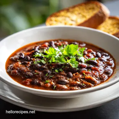 Black Bean Chili Recipe with Ground Beef Recipe Card