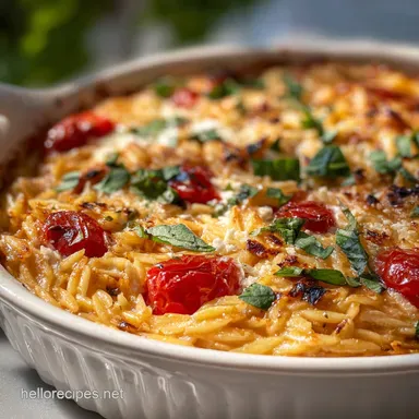 Easy Boursin Orzo Bake Oven-Only Creamy Baked Pasta Recipe Card
